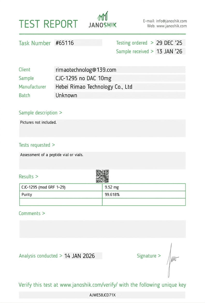 Certificate of Analysis — CJC-1295 (no DAC)